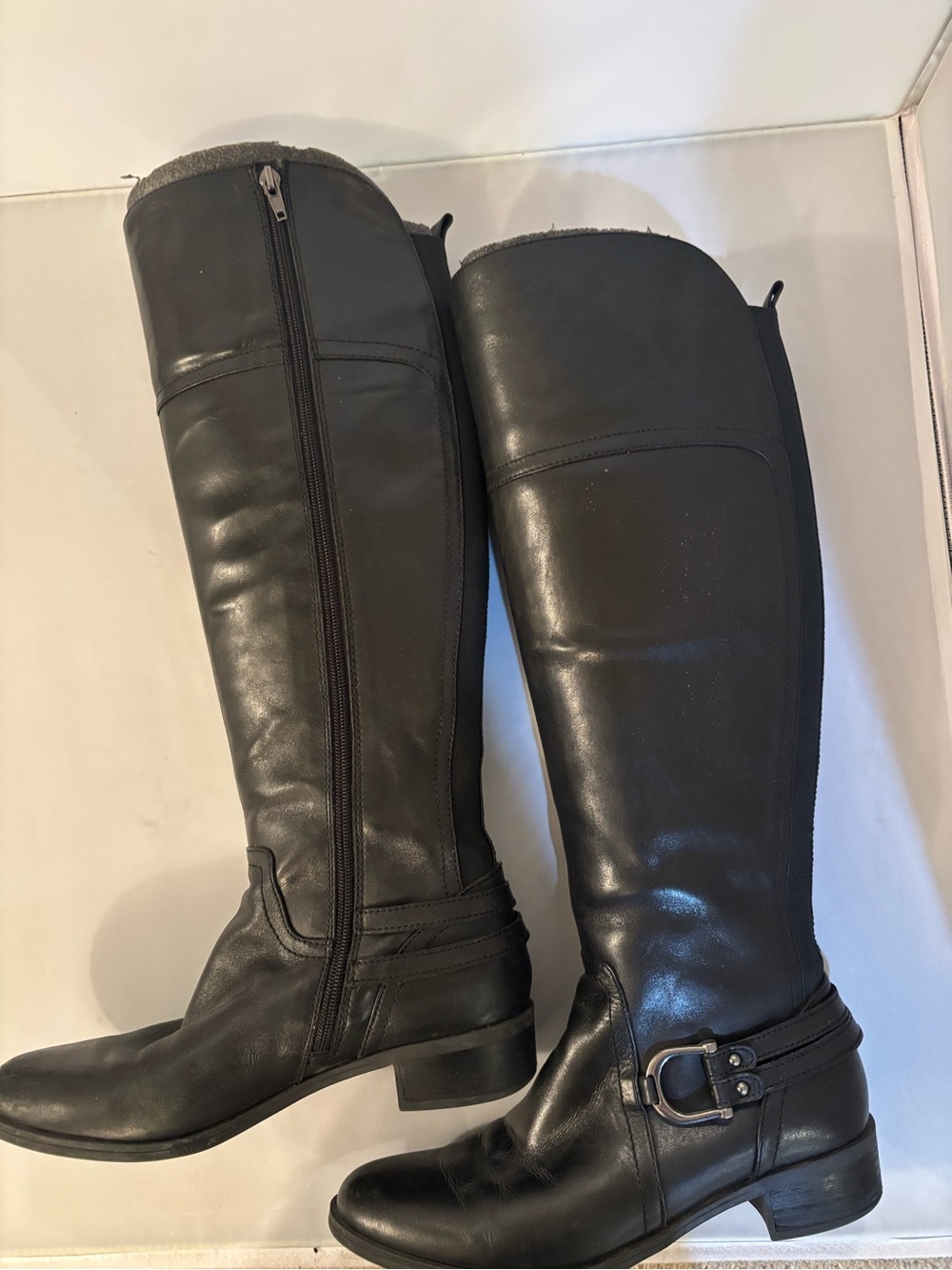 Audrey Brooks Black Tall Leather Riding Boots size 8 - Picture 2 of 10